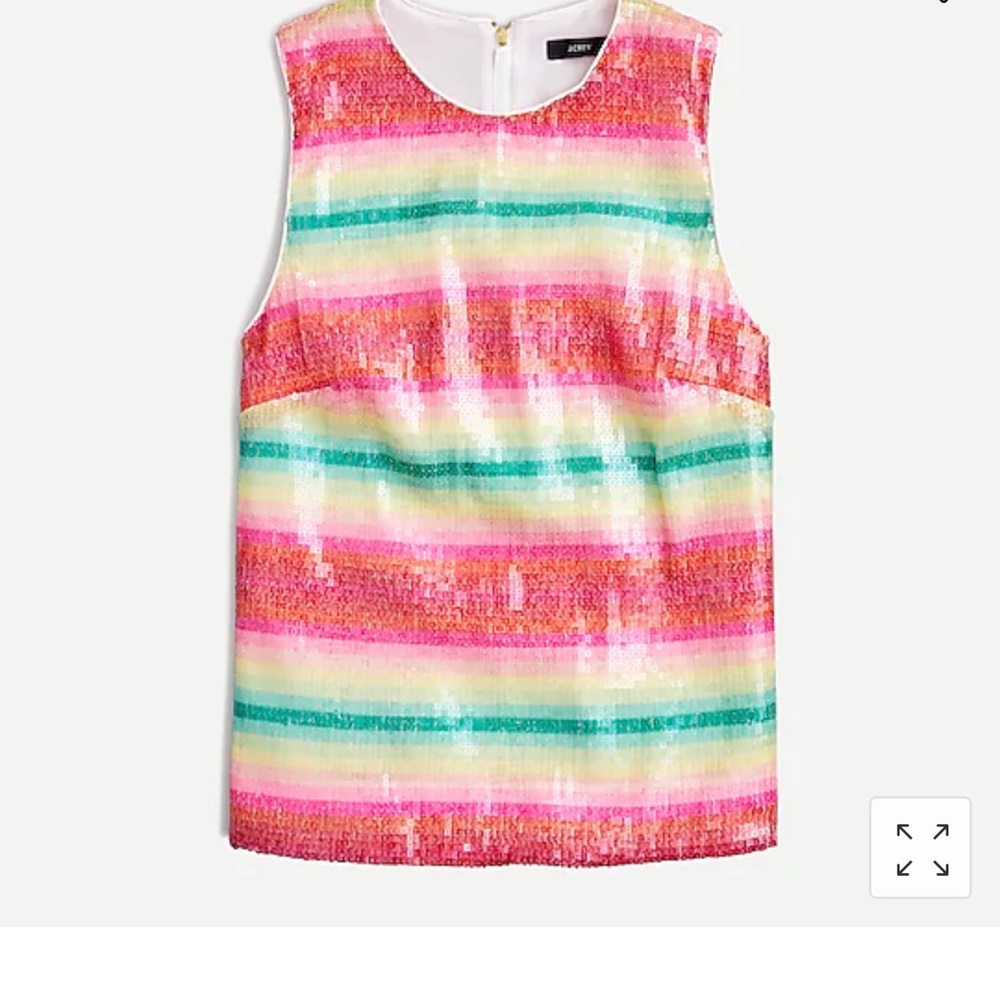 J. Crew Sequined Watermelon Stripe Tank Top NWT…Size X-Small